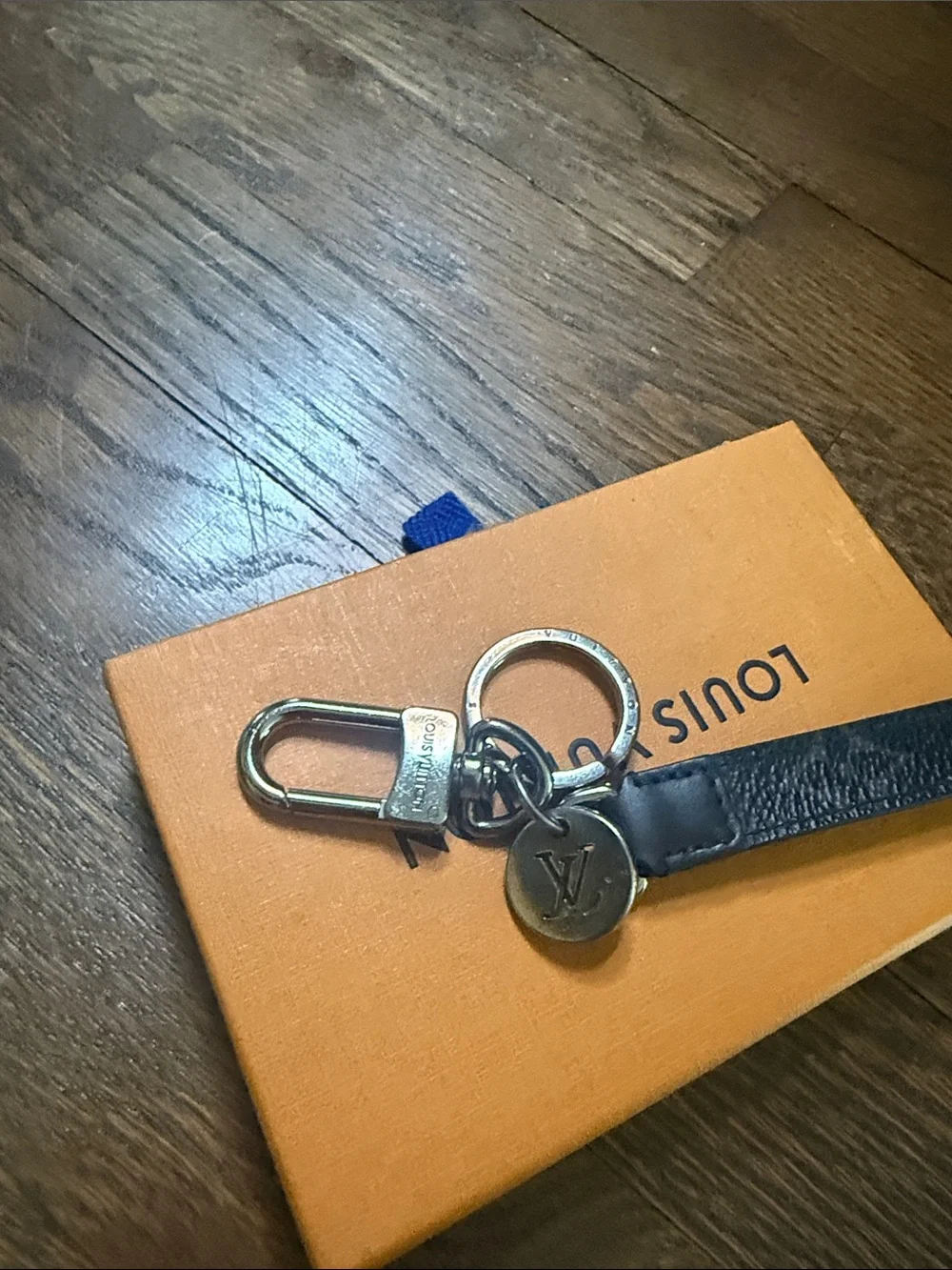 Louis Vuitton Black Monogram Eclipse Leather Key Charm with Silver Hardware